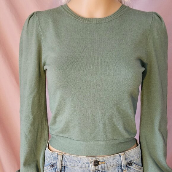 Mi Ami Back Tie Green Sweater - Picture 1 of 5